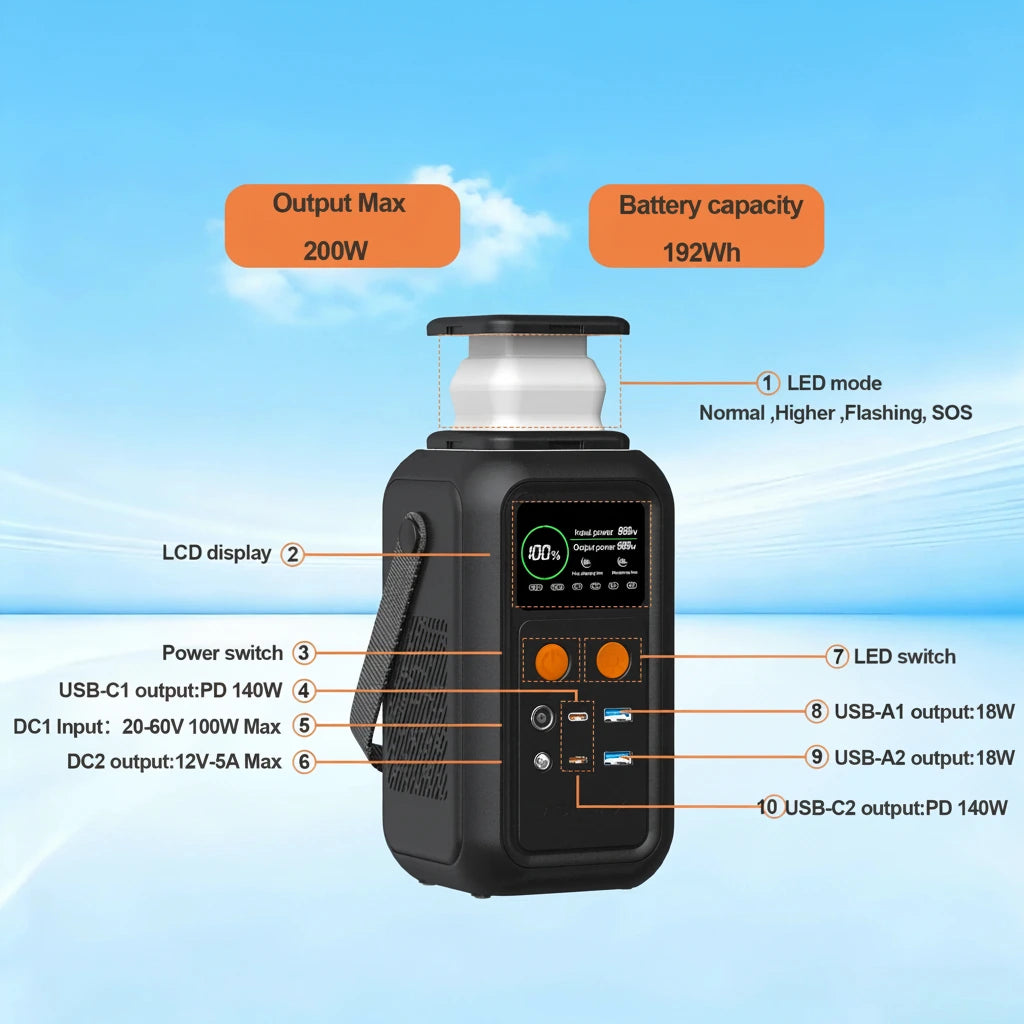 Портативна зарядна станція ASPERX AXP200 60000mAh з акумулятором LiFePO4 павербанк