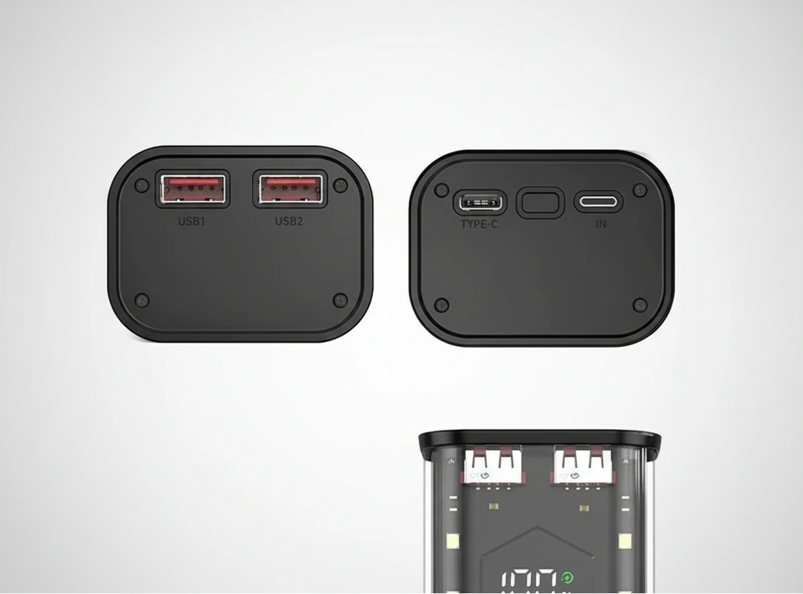 Портативний павербанк USB-C 18W з 4 змінними батарейками 21700